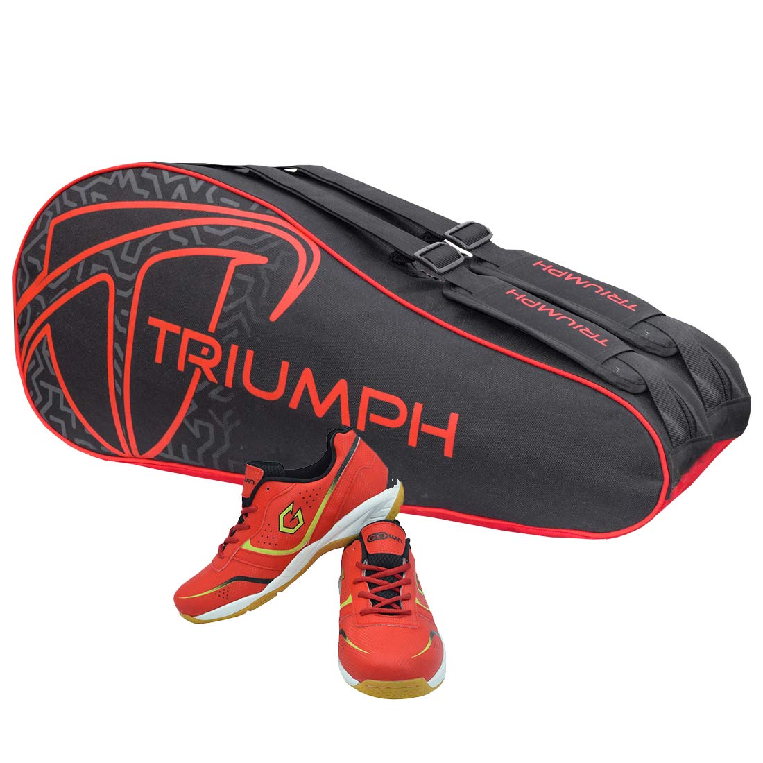 Gowin Badminton Shoe Smash Red Size-3 with Triumph Badminton Bag 303 Black/Red-image-48