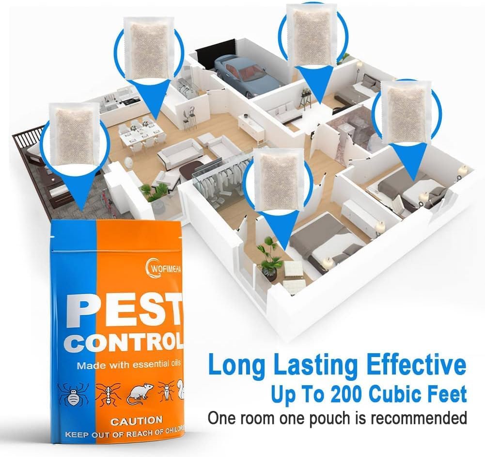 Pest Repellent, Pest Control Pouches, Natural Peppermint Pest Repellent, Rodnet Repellent for Car, Get Rid of Spiders, Mosquitoes, Guards and Ants, Safe for Kids and Pets - 10P