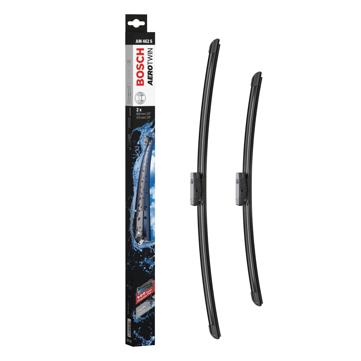 Bosch Automotive Tergicristalli Aerotwin Am462S, Lunghezza 600Mm/475Mm, 1 Set Per Parabrezza Anteriore, ‎60 x 1 x 3 cm 20 grammi