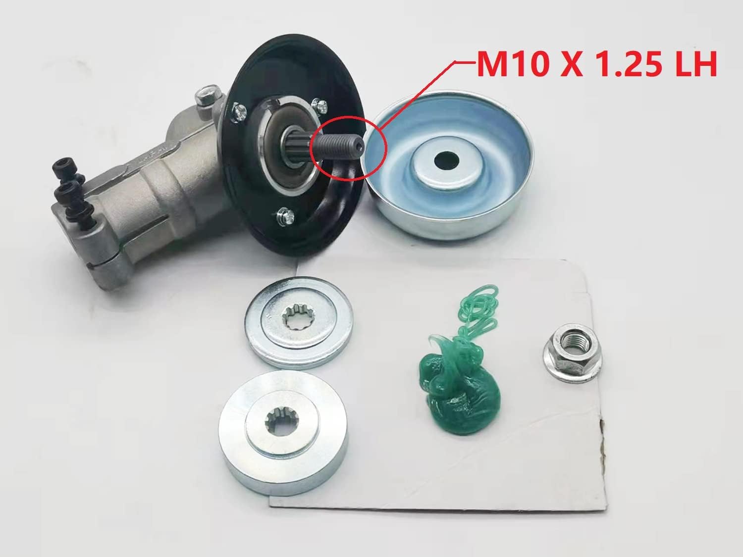 Kerlista Replaces Parts Brush Cutter Gearhead Gearbox gearcase,25.4 mm Diameter Hole Square Bolt M10 X 1.25 LH fit for Ryobi Husqvarna and and Various Strimmer Trimmer Brush Cutter
