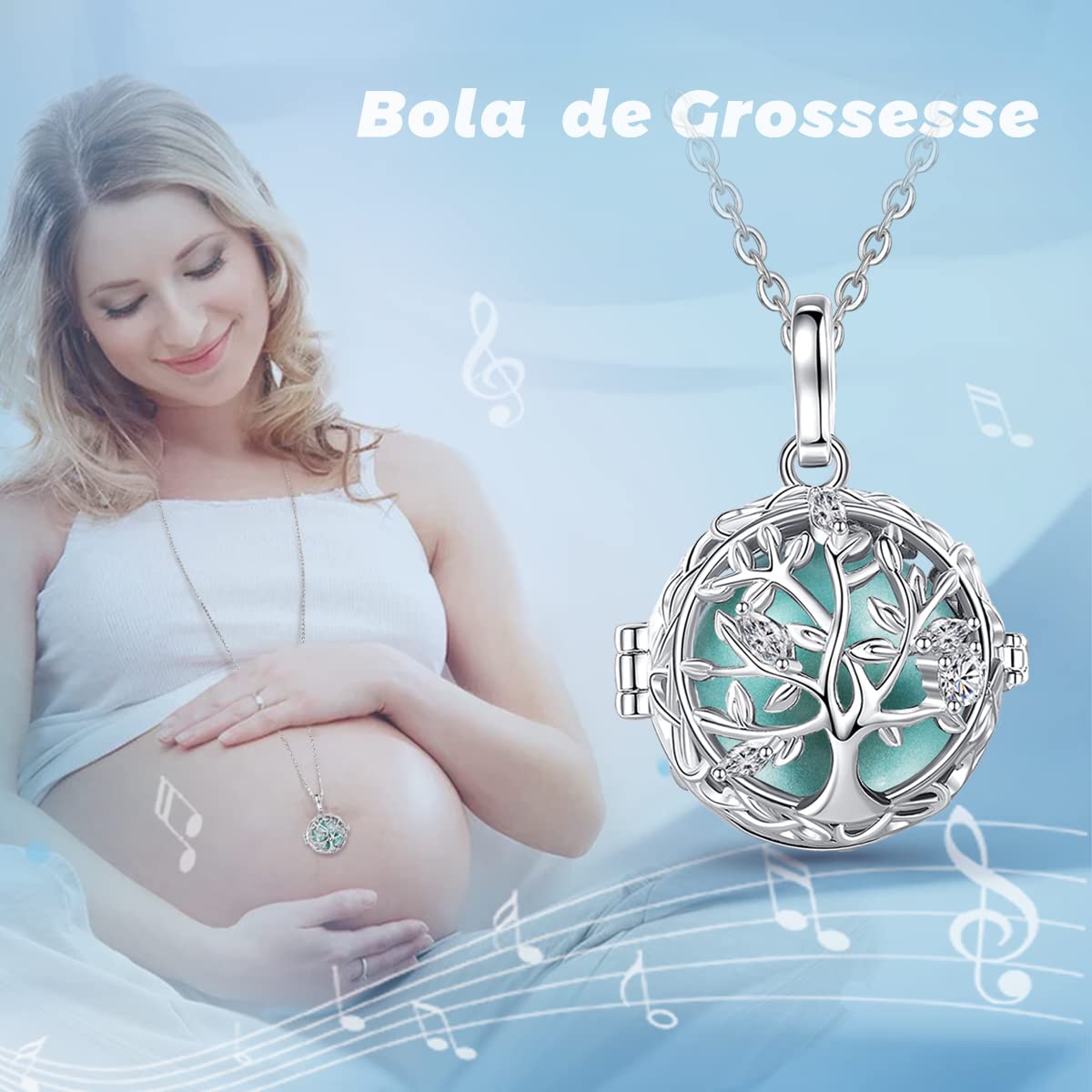 AEONSLOVE Collana Chiama Angeli Gravidanza Bola Messicana Ciondolo Albero della Vita per Futura Mamma, 2 Catene