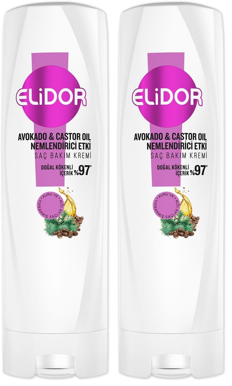 Elidor Saç Bakım Kremi Avokado ve Castor Oil Nemlendirici Etki 350 ml (2 paketi)