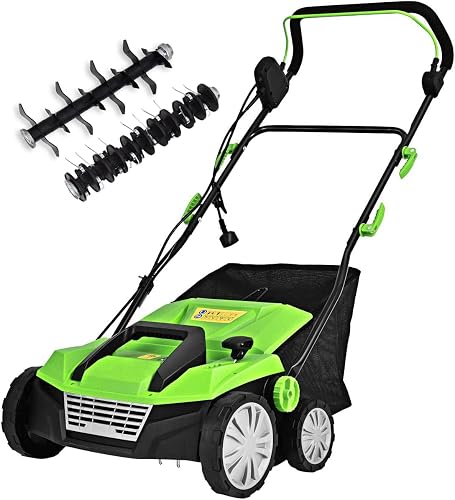 Goplus 2-in-1 Electric Corded Lawn Dethatcher with 5 Cutting Heights,
