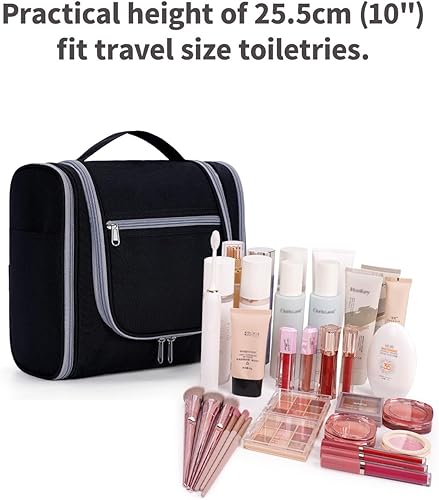 Miniatura 4 de Narwey - Neceser de viaje colgante, organizador de maquillaje y productos cosméticos para mujeres y hombres, Ab-negro, L