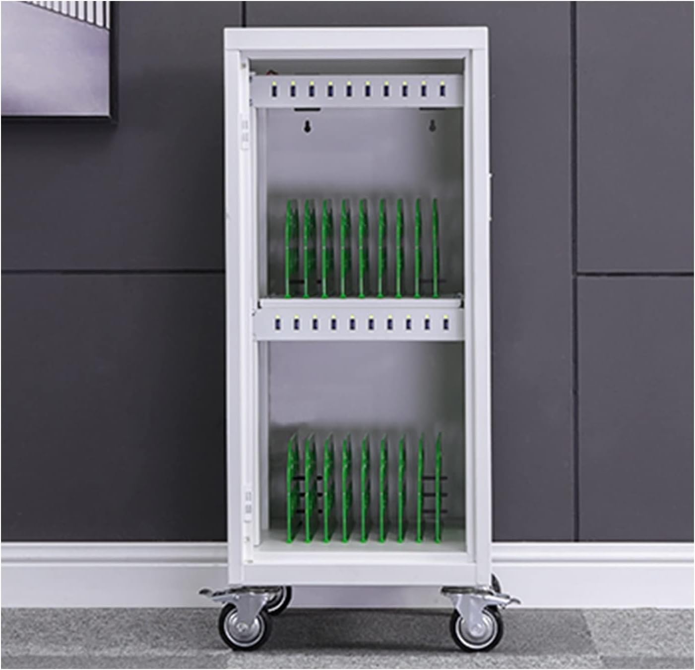 20 Device Mobile Charging Cart for IPads, Tablets and Laptop, Fully Assembled