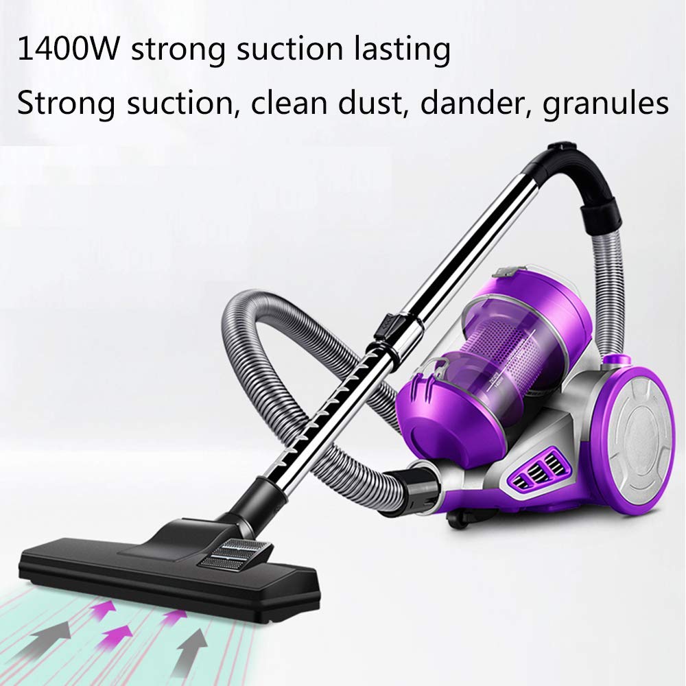Aspirapolvere, Aspirapolvere Senza Sacco 1400 W, Pulitore Ciclonico per Tutti I Pavimenti Doppia Filtrazione, Cavo Lungo 5 M con Tubo Flessibile, Include
