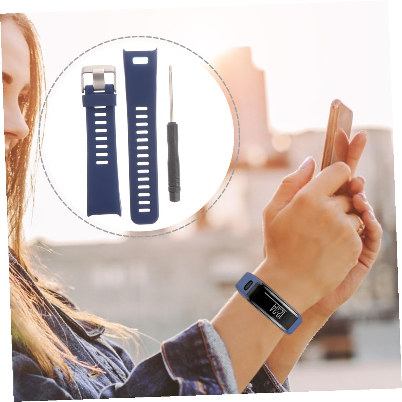 FRCOLOR Silikon Uhrenarmband Ersatzarmband mit Schnellverschluss für Fitness Tracker Flexibles Hautverträgliches Sport Smartwatch Armband in Mitternachtsblau