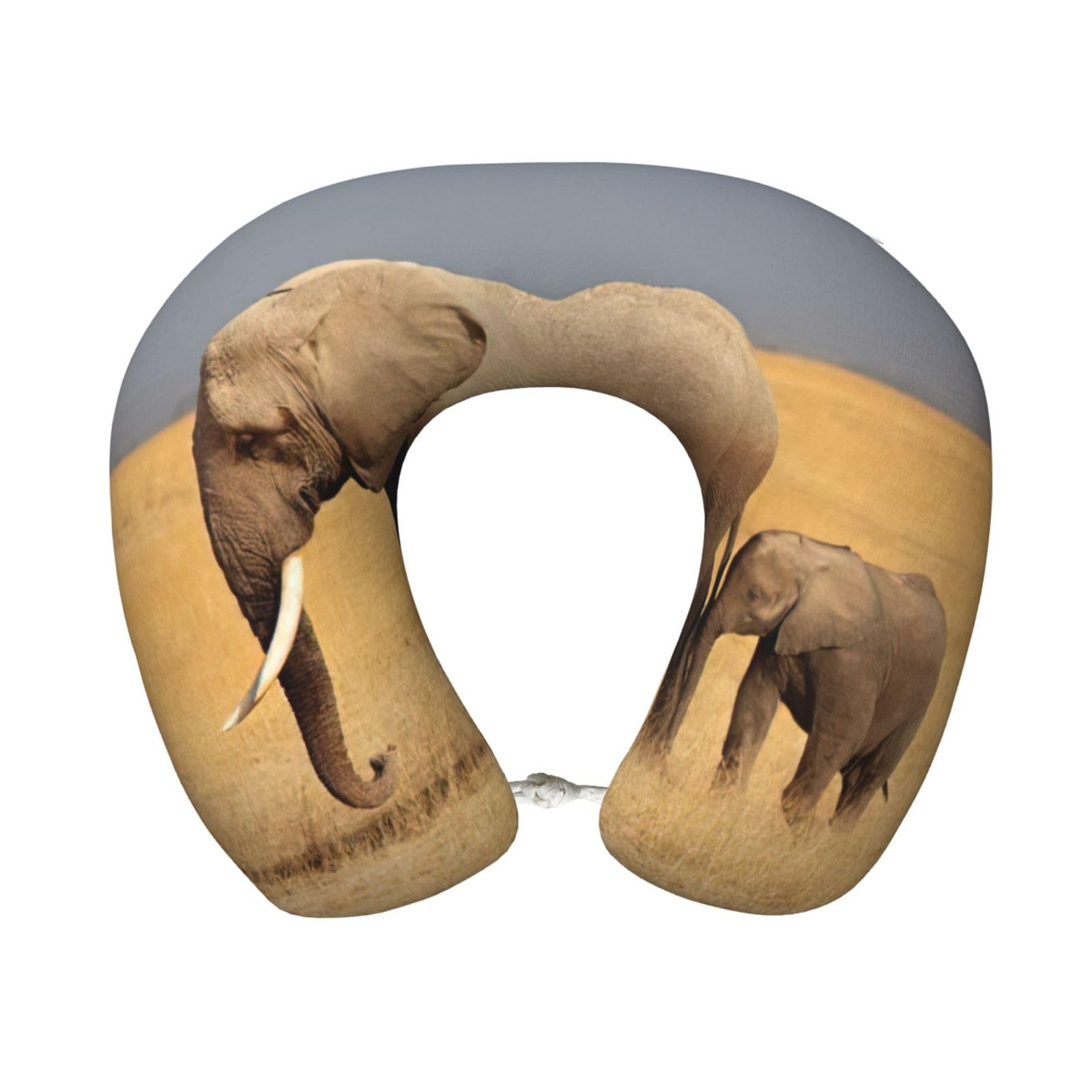 yagDAA African Elephant Print U-Shape Travel Neck Pillows Memory Foam Neck Pillow For Airplane Car Office Sleeping Rest