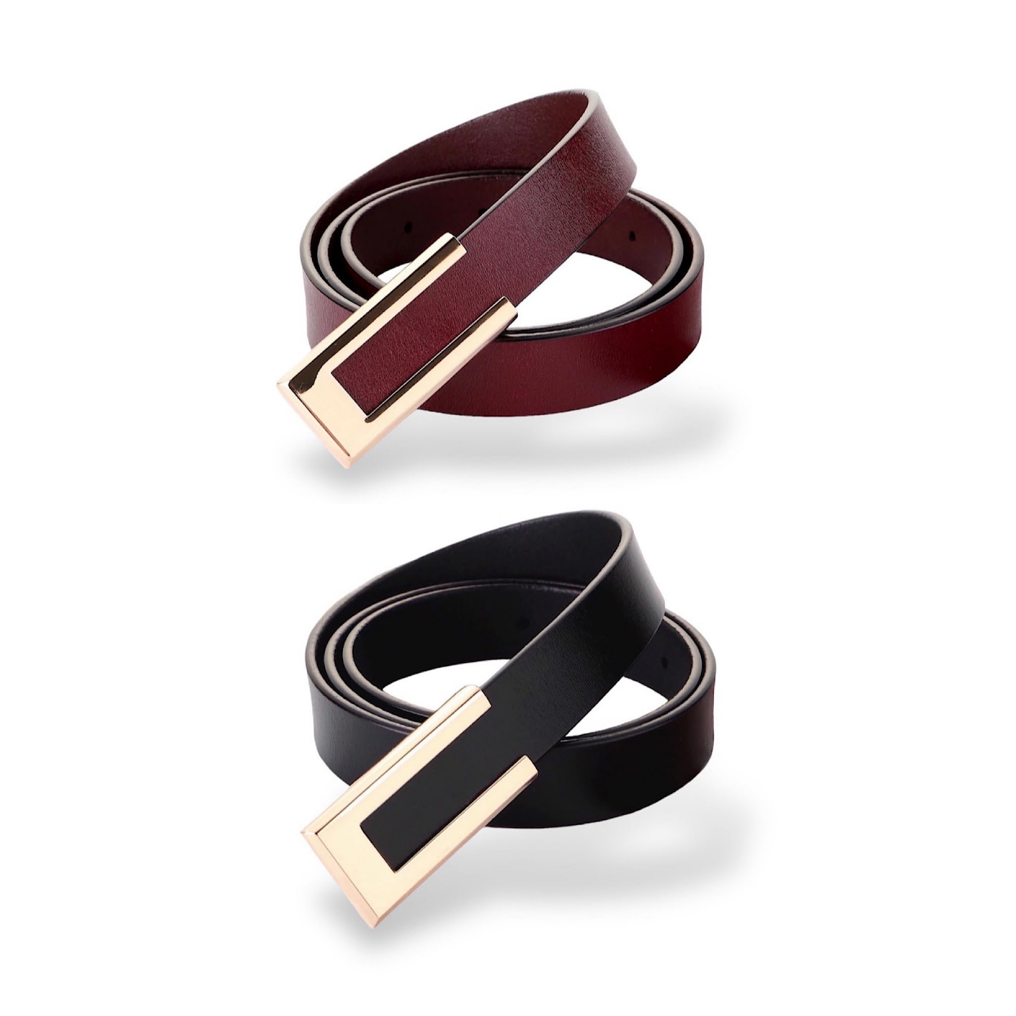 CaserBay Women's Belt Genuine Leather Belts Durable Waist Belt Gold Color Buckle Waistband For Pants, Jeans, Width 0.80"