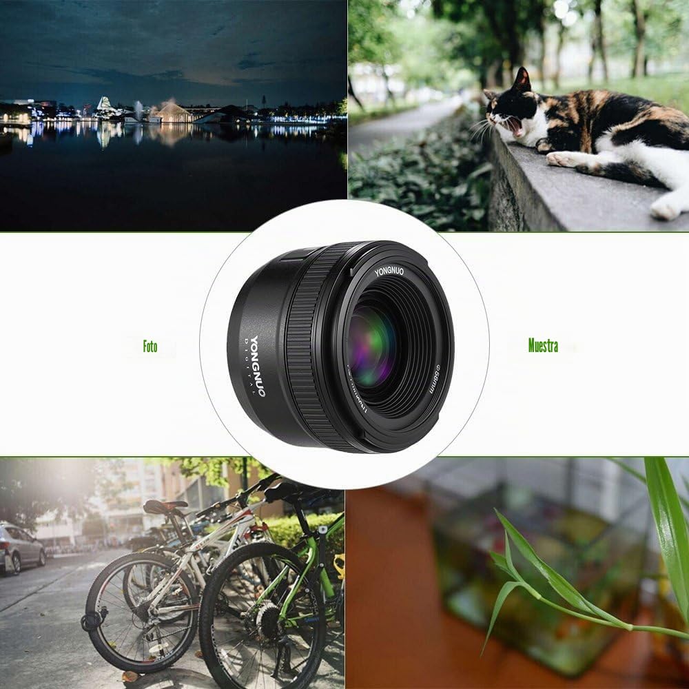 Objetivo Yongnuo YN-35mm F/2 para cámaras DSLR Nikon - Auto Enfoque AF/MF Blanco