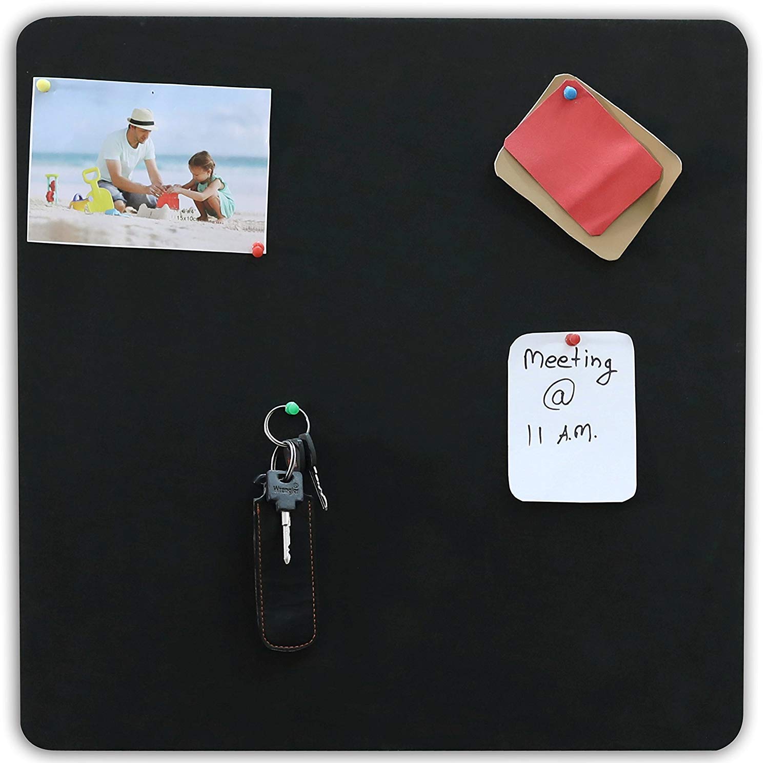 Marine Square Pearl Photo Display Collage Pin Up Board Wall Hanging for Office and Home (1.5 x 1.5 ft, Black)