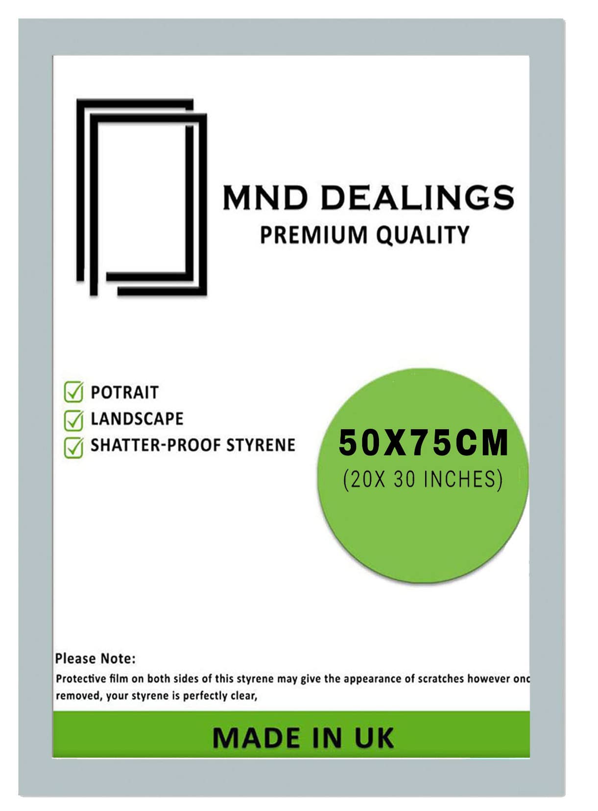 MND Dealings New Lifestyle Light Grey 50x75cm Poster Frame - MDF Wood and Polished Perspex-Handcrafted for Gallery Family PhotoPortrait Anniversary/Birthday/Wedding/Gifting (Light Grey)