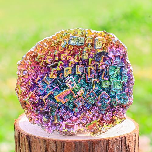 Image of Bismuth Crystal Geode Cluster - 2.35 Inch, 90-110g (3.2-3.9 oz) Iridescent Rainbow Metal Art Specimen - Healing Stone, Desk Decor, Educational & Gift Display