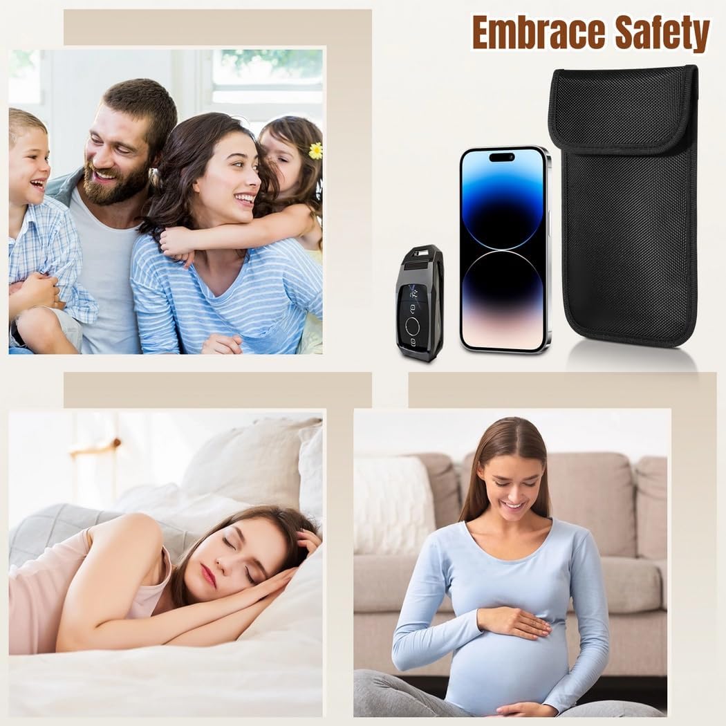 3-Piece Radiation-Blocking Phone Sleeve Set, Mobile Emf Shield Cases with Storage, Designed for Sensitive Use Red