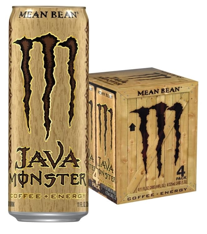 Image of Monster Java Mean Bean Coffee Energy Drink, Coffee + Energy Blend, 16 fl oz Can Each 443ml X Pack Of 4 (From USA)
