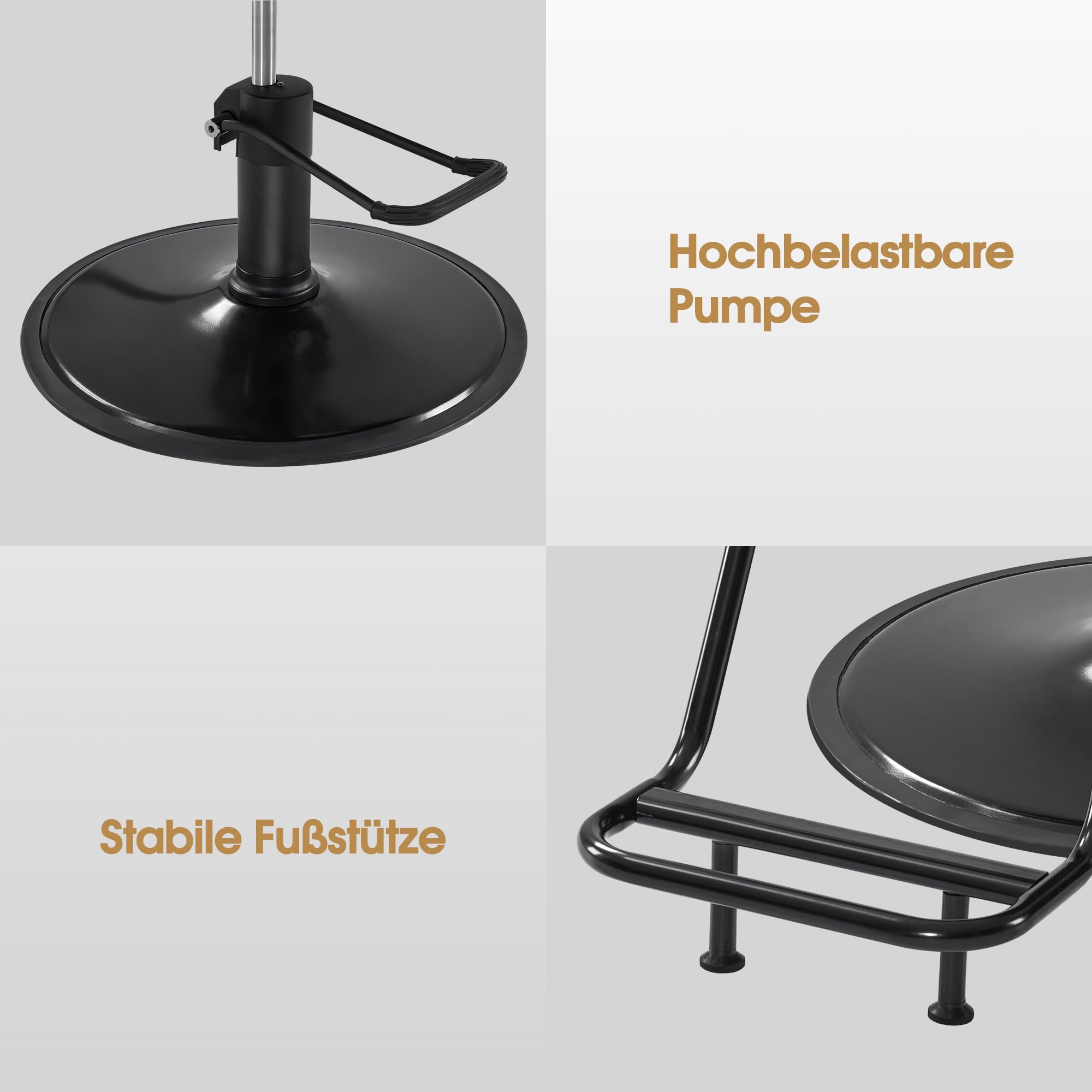 Barberpub Friseurstuhl, Friseureinrichtung Barber Chair, mit Hydraulikpumpe, Drehbar, Höhenverstellbar, PVC-Kunstleder Modern, Schwarz