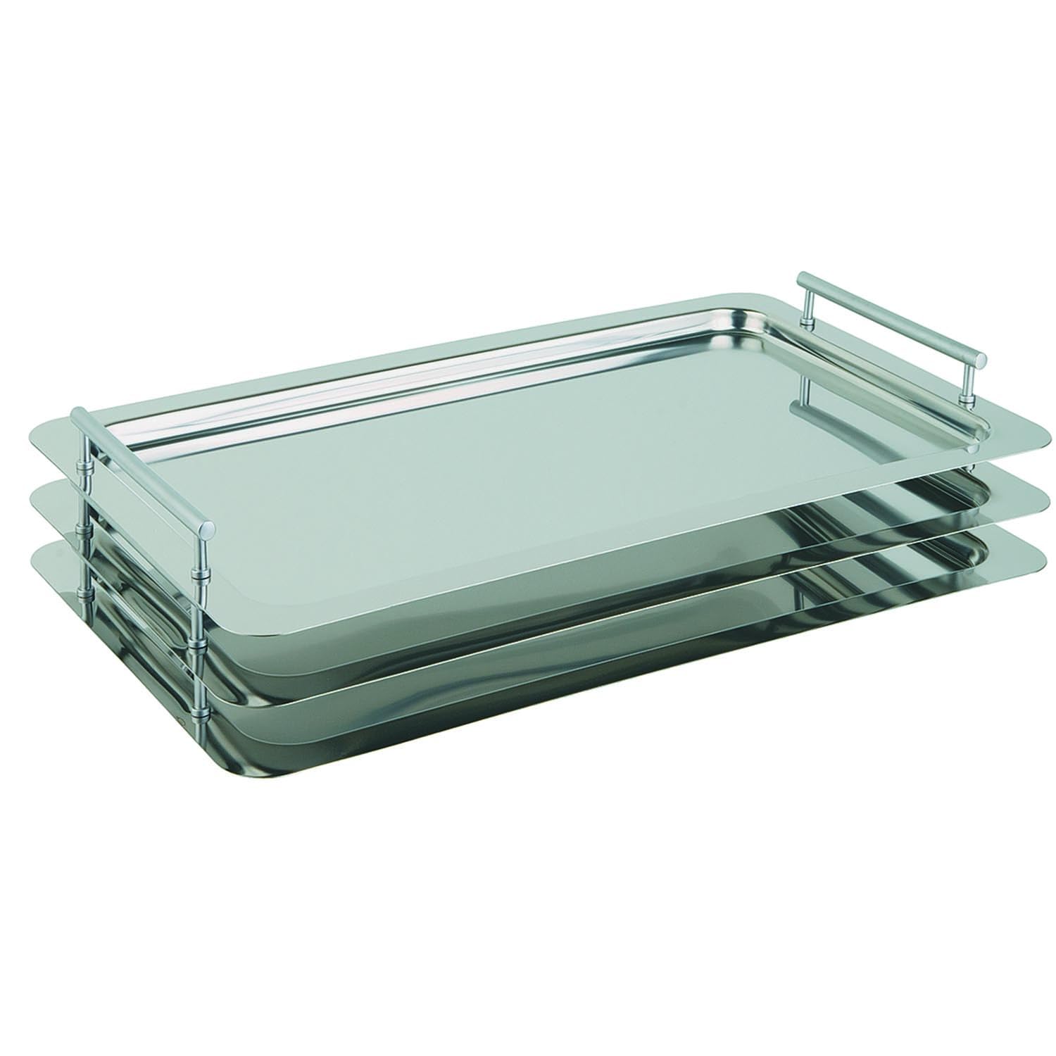 APS vassoio GN 1/1 - Classic - 53 cm x 32,5 cm impilabile in acciaio inox, manico satinato con bordo liscio e pezzi saxobuy