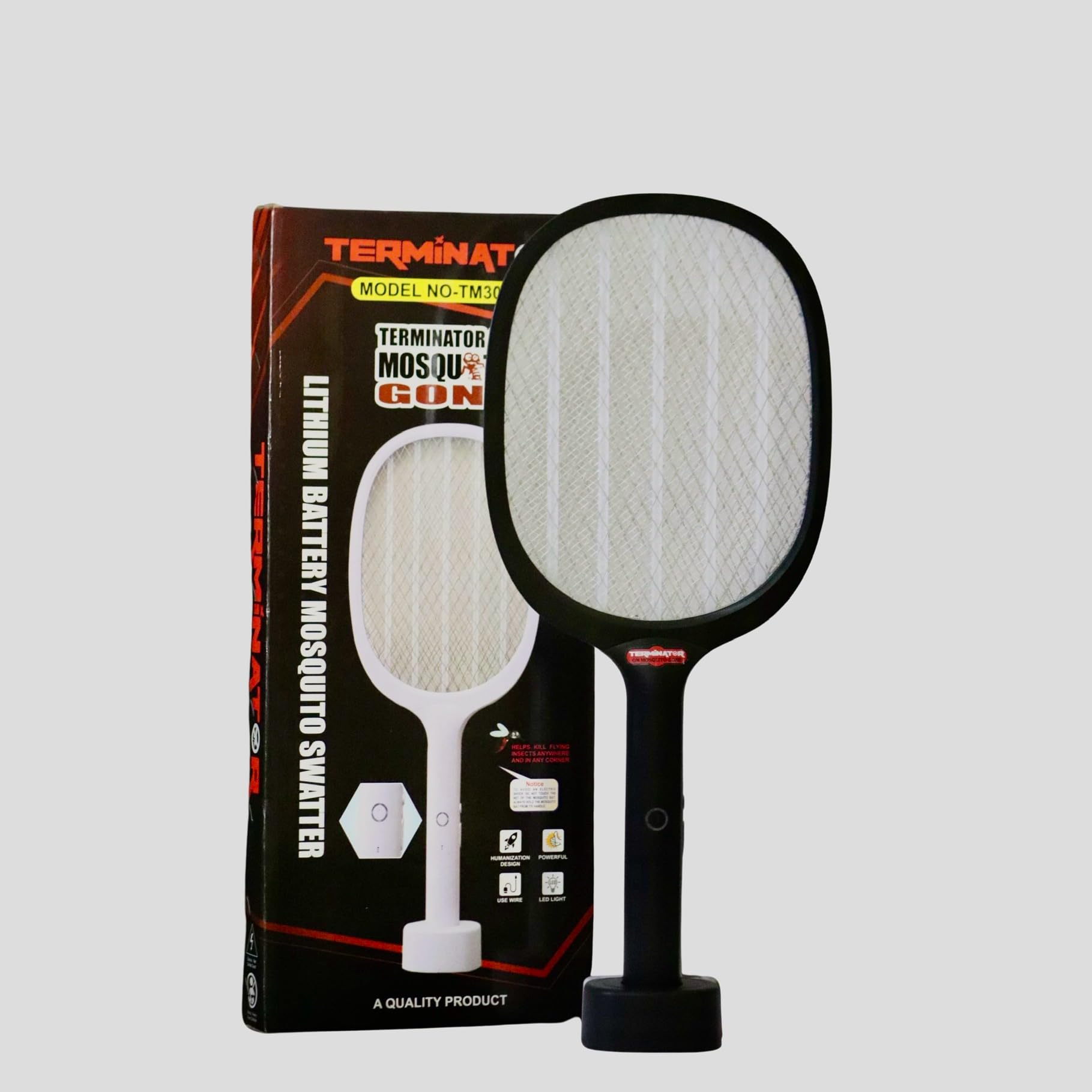 Terminator Bug Swatter Mosquito Bat | 1500 mAH Lithium ion Battery | 2 in 1 with UV Light | Mosquito Bat with Stand | Dual Mode Racket | Black & White | 6 Months Warranty | Pack of 1 | (B0DC65G4SG) Amazon Price History, Amazon Price Tracker