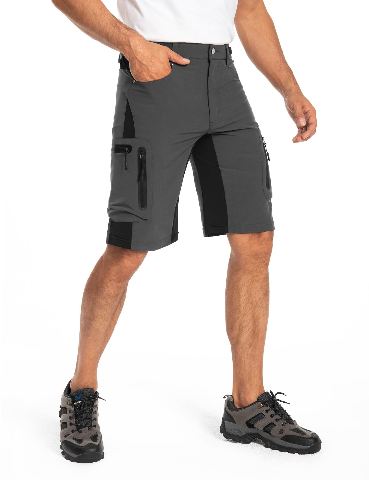 Hiauspor Pantaloni Corti da Mountain Bike da Uomo Pantaloni da Ciclismo MTB Pantaloni da Ciclismo Leggeri ad Asciugatura Rapida con Tasche con Cerniera Escursionismo all'aperto