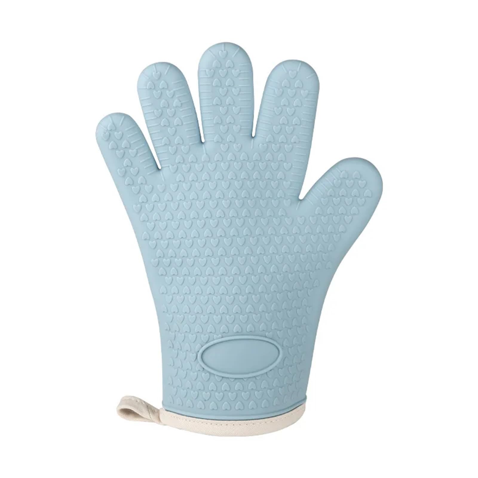 2Pcs Oven Mitts Bake Silicone Gloves Anti-scald Microwave Baking BBQ Anti Heat Resistant Potholder For Cooking & Baking(Blue)