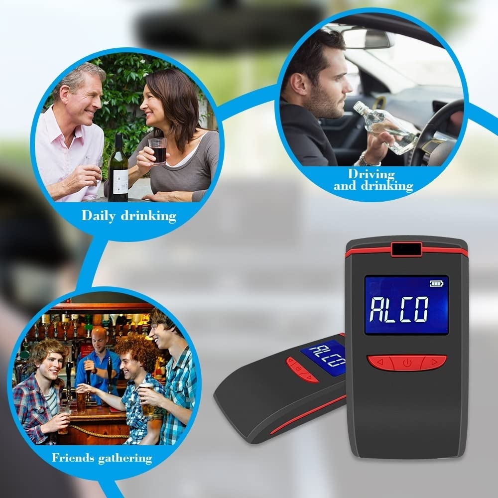 Profesjonalny alkomat Tester alkoholu Cyfrowy wyświetlacz LCD Automatyczne wyłączanie Alarm dźwiękowy z ustnikami 4 dla kierowców lub użytku domowego