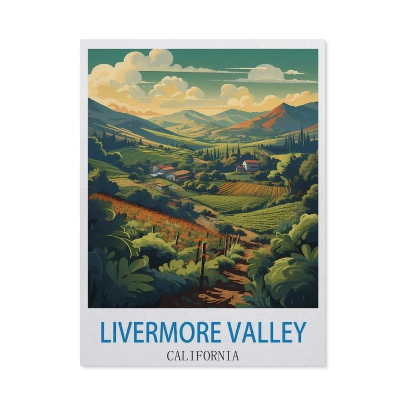 BEAYODKP Livermore Valley California，5D DIY Diamond Painting Full Round Drill Diamond Embroidery Cross Stitch Rhinestone Mosaic Paintings Art（30 x 40 cm/11.81 x 15.74 inches）-CL76