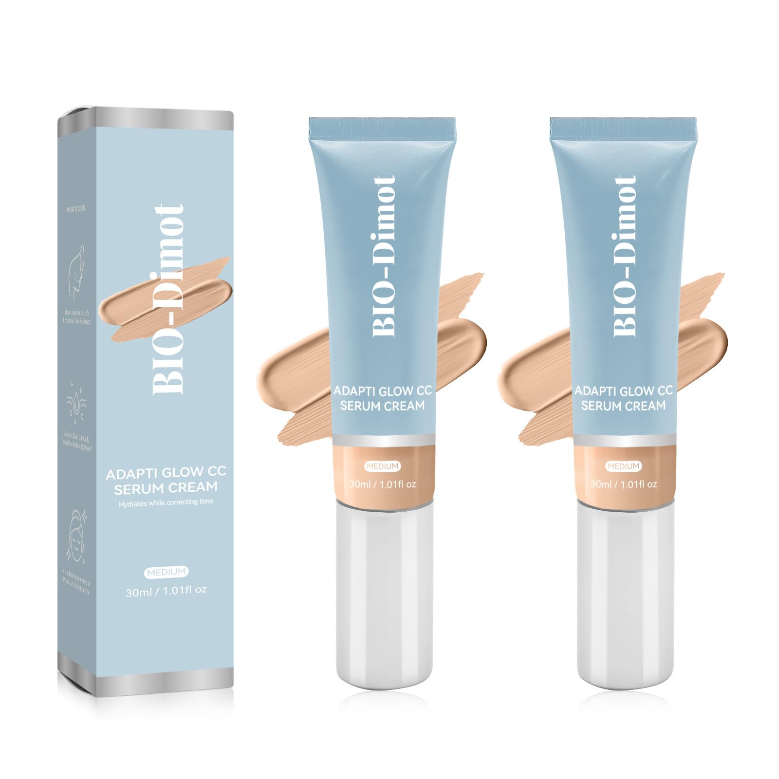 CC Cream for Older Women, 2PCS CC Cream Foundation, Lightweight Moisturize Natural Coverage, Color Correcting Make-Up Base Foundation, Travel Size