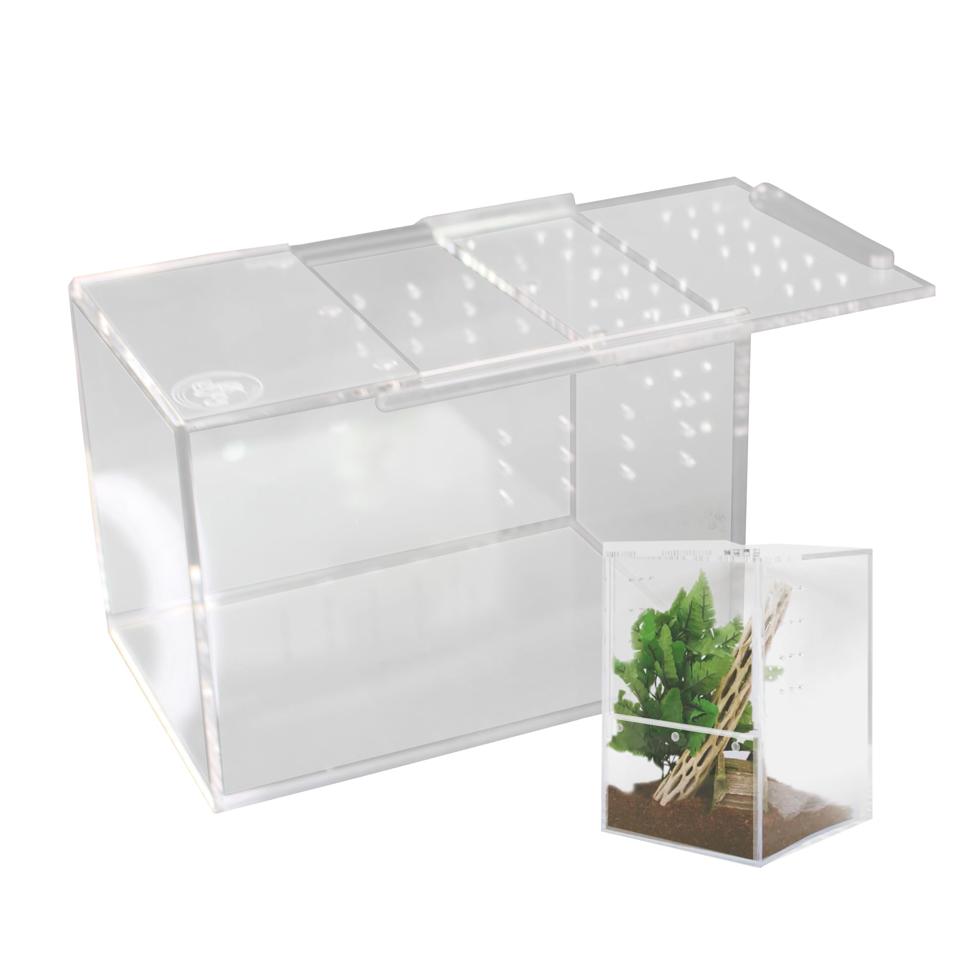 Jumping Spider Enclosure 5"x5"x7" or Tarantula Enclosure - Reptile Terrarium w/Sliding Magnetic Door - Great Reptile Tank & - Acrylic Aquarium Spider Box for Terrestrial or Arboreal Animals
