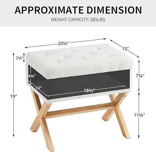 Miniatura 2 de Otomana de almacenamiento, taburete tapizado con patas en X de madera, taburete de mediados de siglo para tocador, otomana para dormitorio, sala de