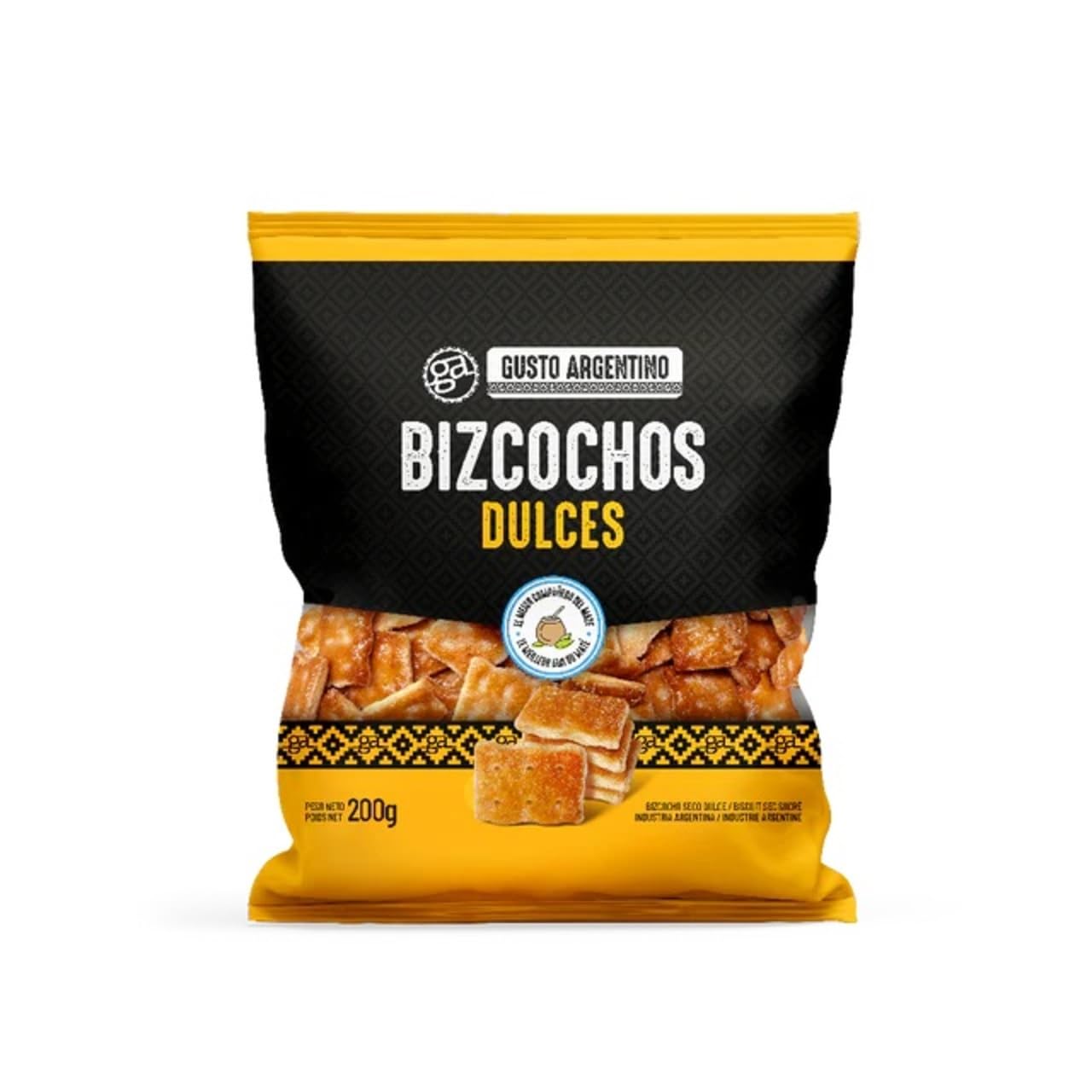 Gusto Argentino Bizcochos Dulces · 200 g · Snack Tradicional Argentino Crujiente Pack de 30