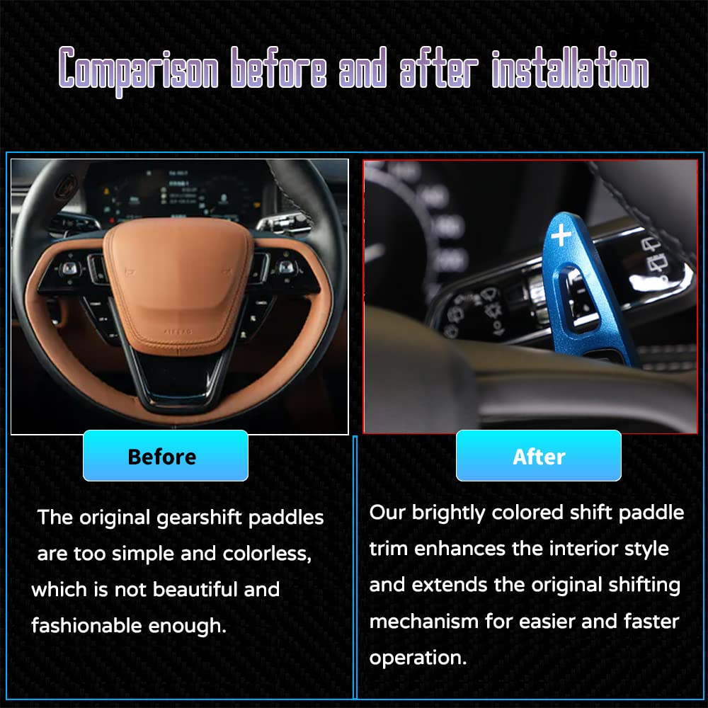 Bmolpt Custom Interior Accessories 2PCS For Lincoln Aviator Corsair 2020 2021 2022 2023 Nautilus 2019 2020-2023 Aluminum Alloy Steering Wheel Shift Paddle Shifter Extensions Cover trim(BLACK)