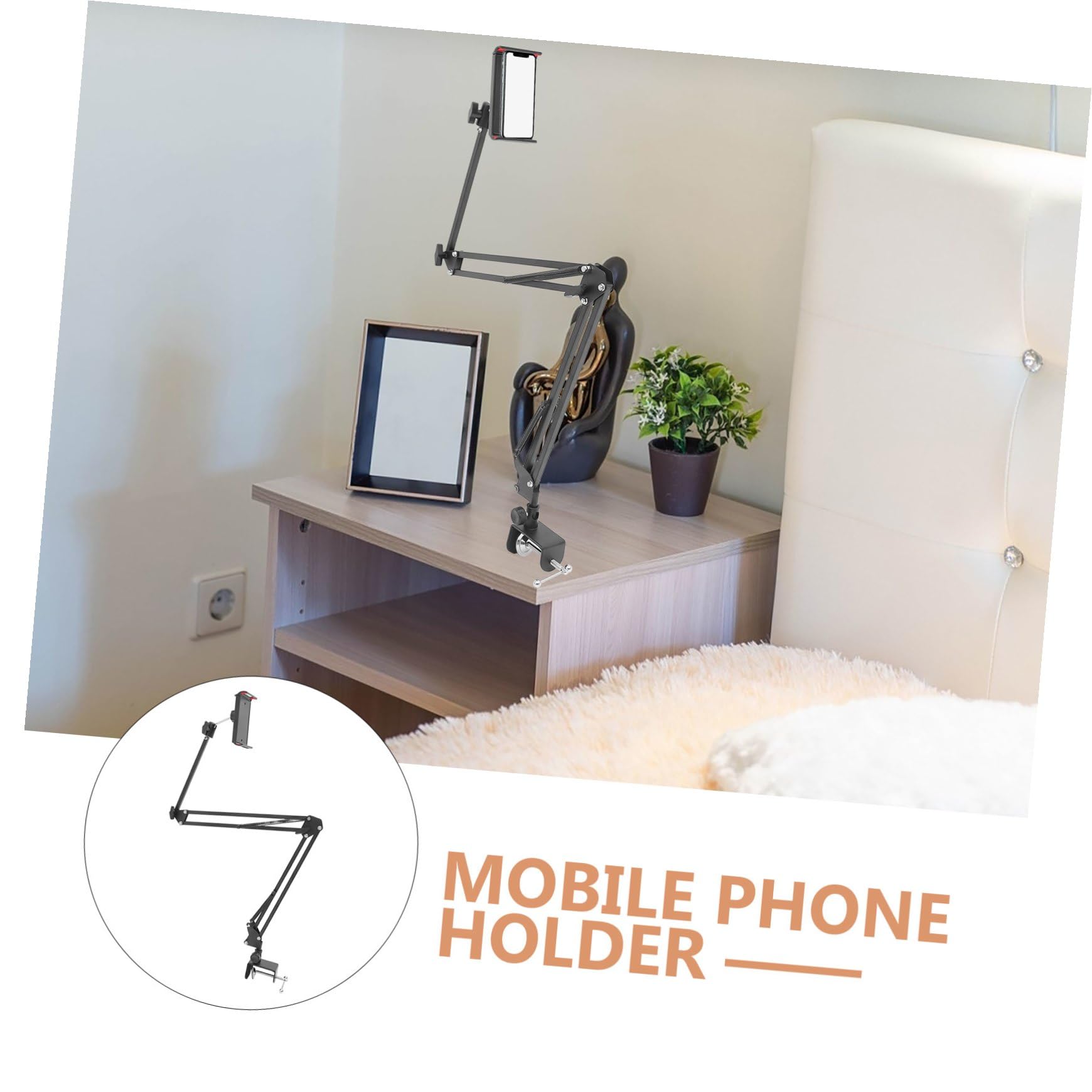 Soporte para Teléfono Móvil y Tableta Plegable de Metal Negro