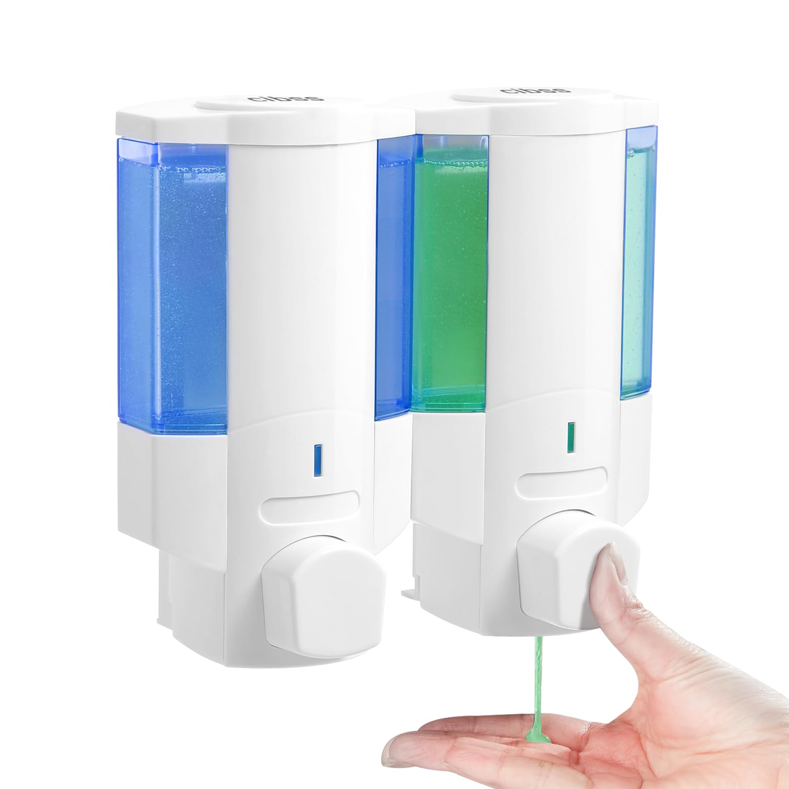 Dispensador de jabón de ducha, 2 cámaras de 350 ml, 2 dispensadores de champú y acondicionador, sin taladro, dispensador de champú montado en la pared para ducha, dispensador de ducha montado en la