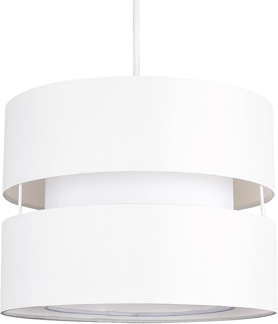 MiniSun - Modern 2 Tier Cylinder Ceiling Pendant Light Shade in a Cream Finish