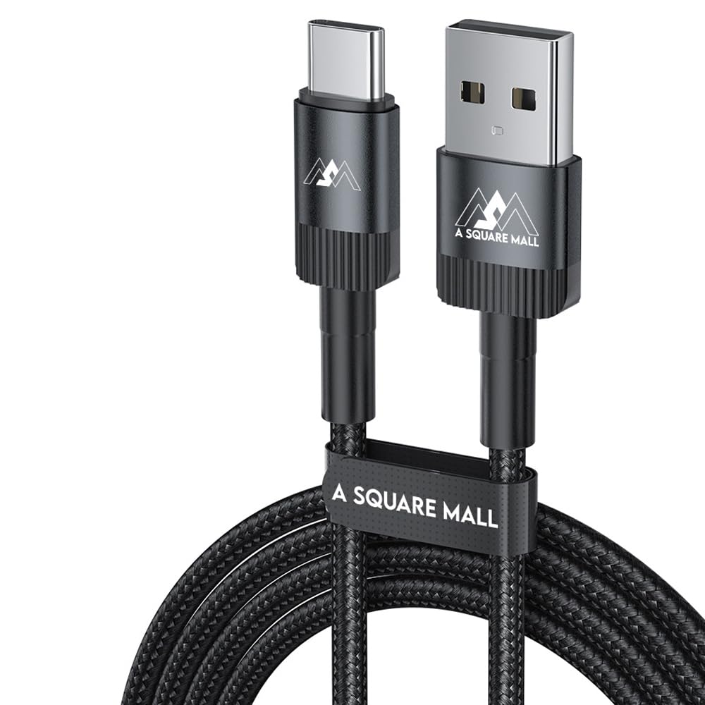 A Square MallType C Fast Charging Cable - Durable Nylon Braided USB C Cord with 3A High-Speed Data Transfer for Samsung Galaxy, MacBook, PS5, and More - Long-Lasting, Reliable Charger Wire