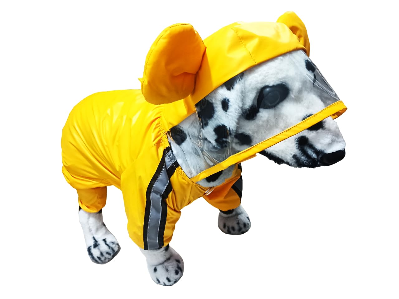 Dog Raincoats Rain Snow Coats Waterproof Clothing (4 Four Legs) Raincoat Full Cover Dogs Hooded Transparent (with Decorative Hooded Ears) (Yellow, 34) 2