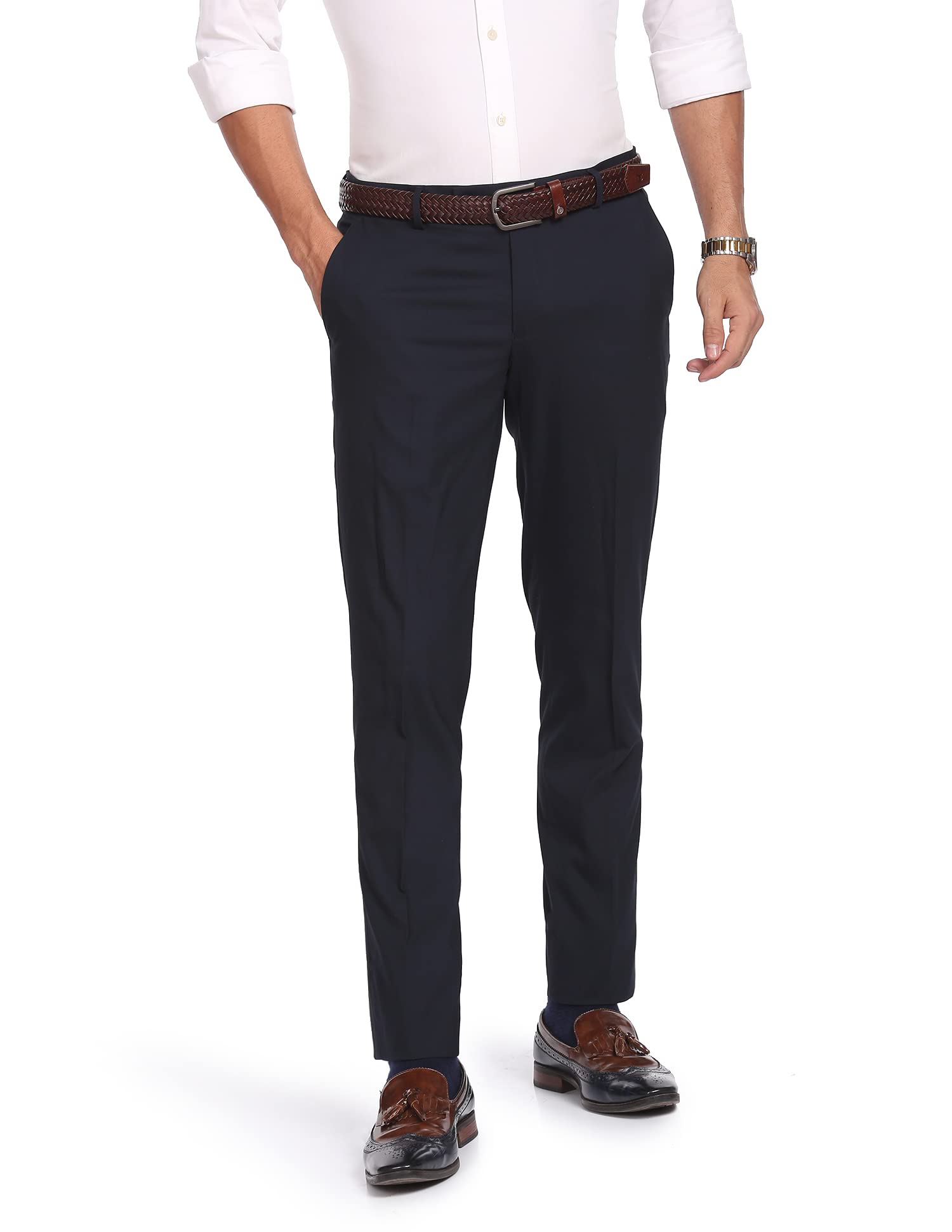 Smart Waist Heathered Formal Trousers