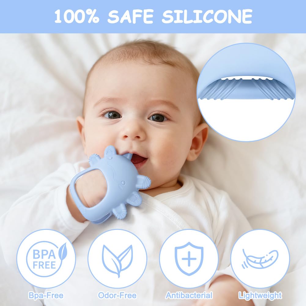Vicloon Baby Teething Toy, Silicone Mitten Teether, Soft Chewable Teether Toy - Image 4