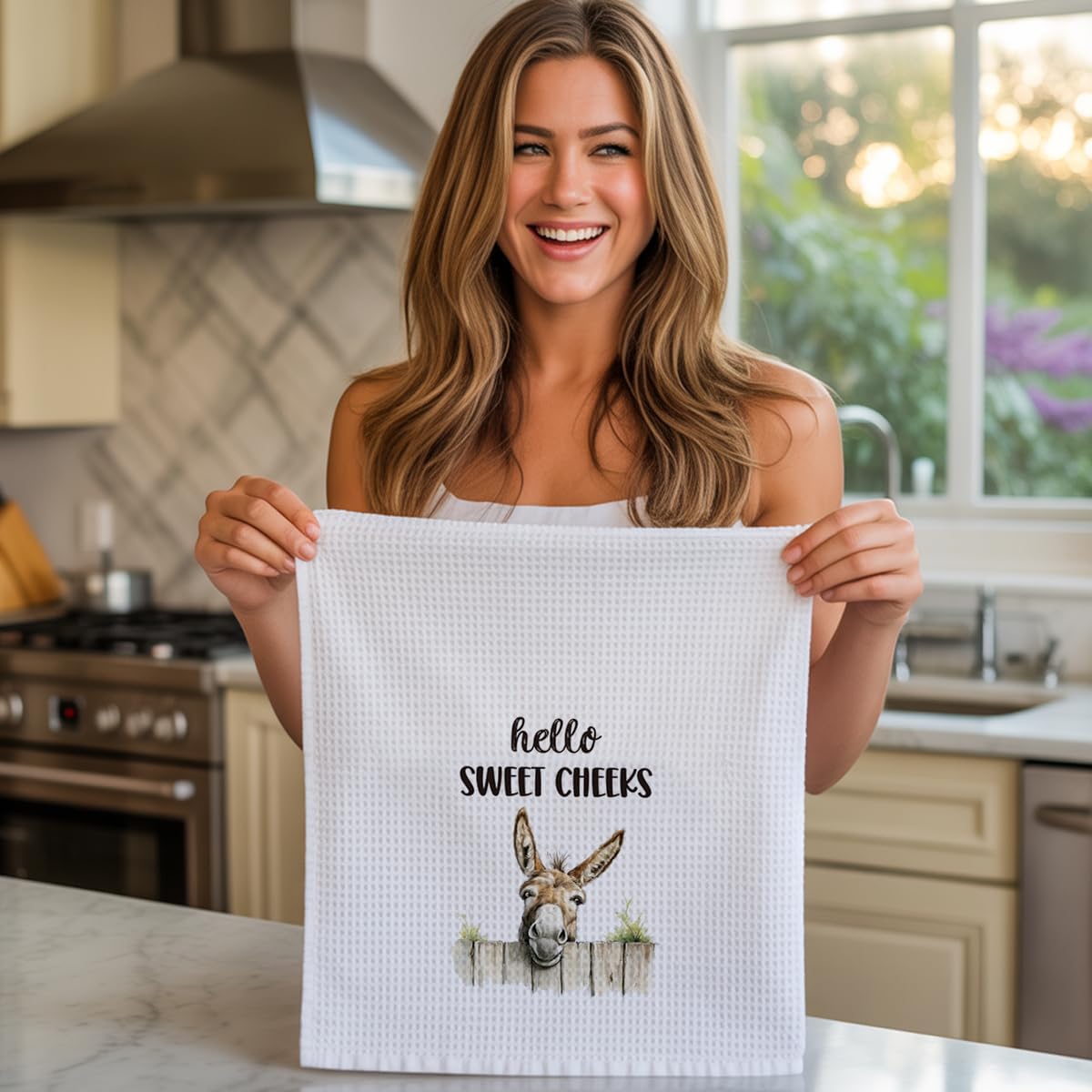Funny Donkey Kitchen Towels, Hello Sweet Cheeks Decorative Towels for Bar Kitchen Bathroom - Image 7