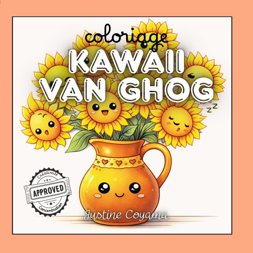 Coloriage Kawaii Van Ghog:: Paysages et natures mortes à colorier (Les Classiques en Kawaii)