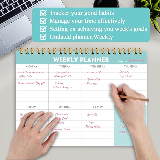 Plan Your Week in Style: Teal Weekly Planner Notepad