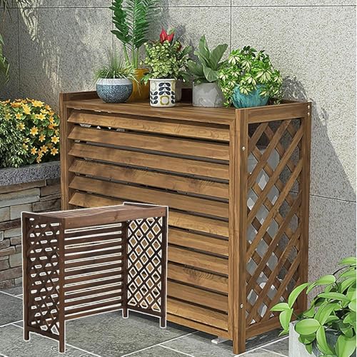 Cache-climatiseur extérieur bois paravent persiennes support fleurs jardin - 2