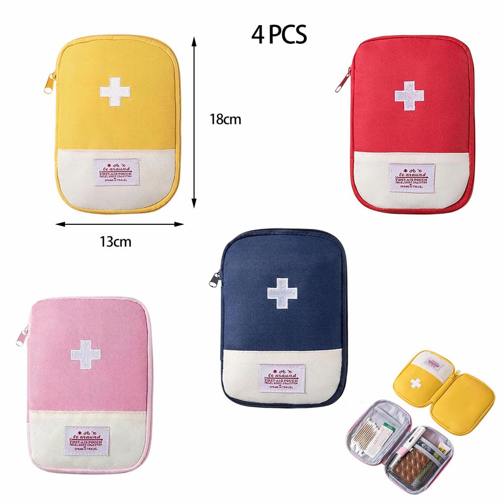 4 Piezas Botiquín de Primeros Auxilios, Mini Bolsa Médica Vacía, Botiquínes de Viaje Portátil para Situaciones de Emergencia en el Hogar, Oficina, Viajes