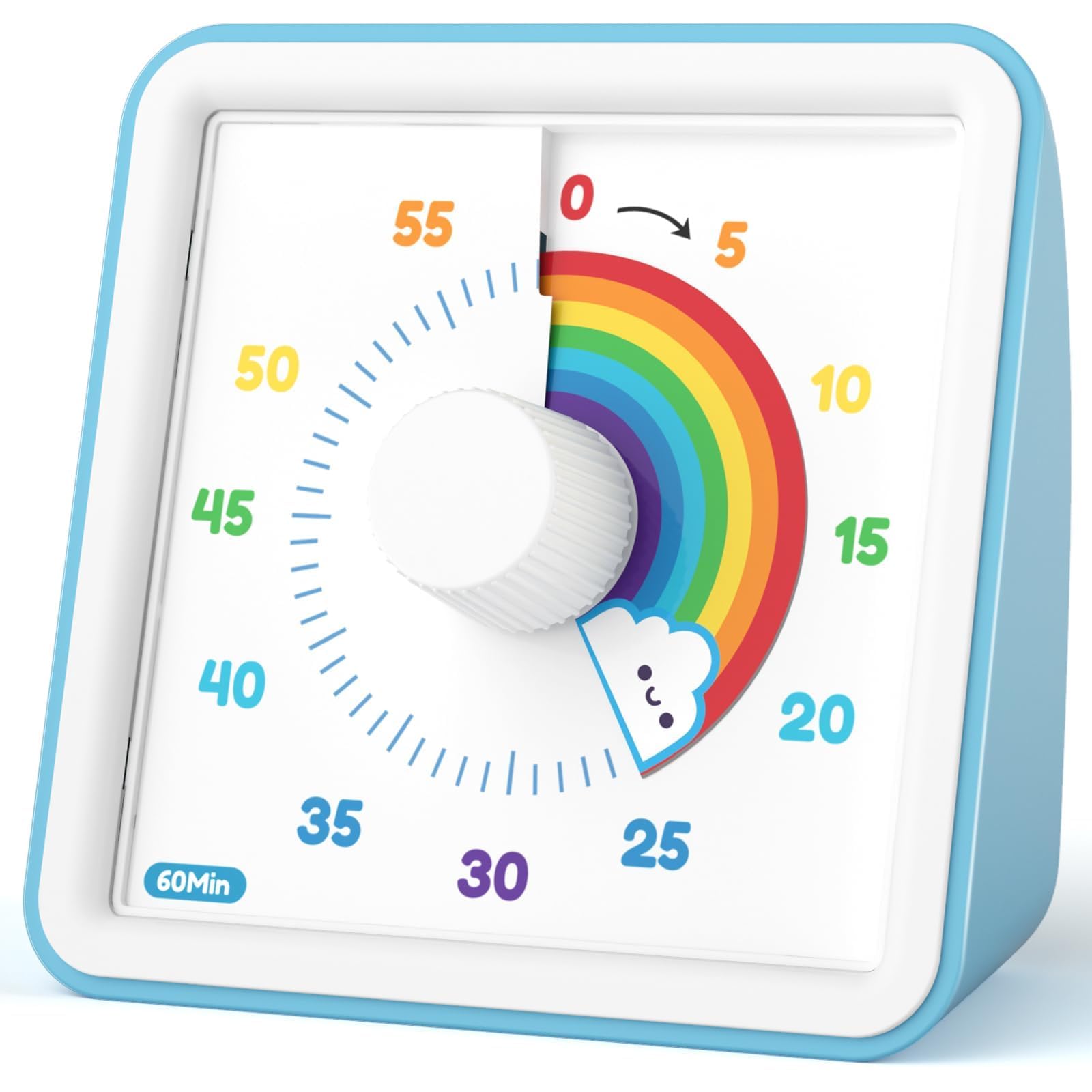 LIORQUE Visual Timer for Kids, 60 Minute Visual Countdown Timer for Classroom Teaching Cooking, Kids Time Management Tools with Silent Operation & Rainbow Pattern Design