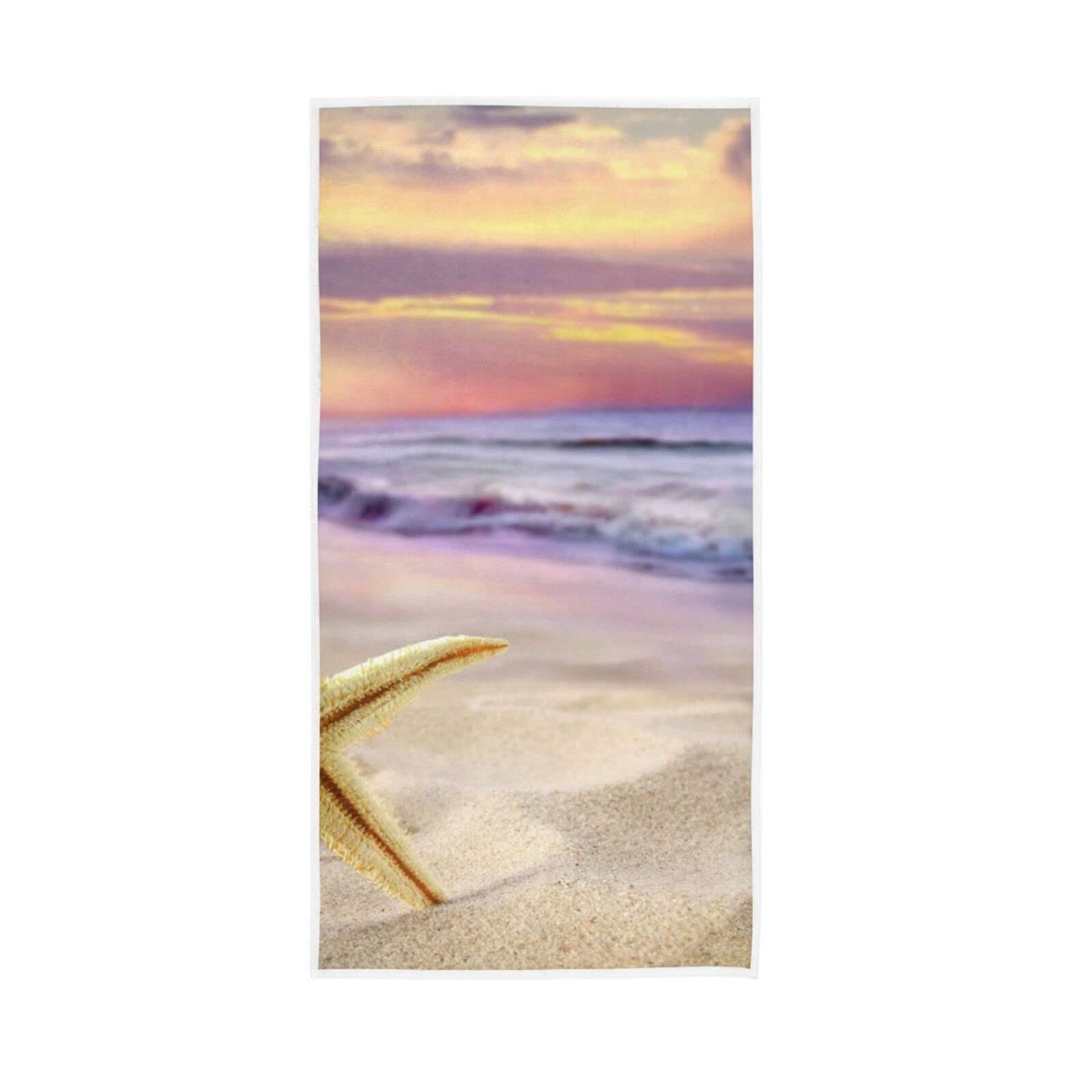 LSRCPD Hand Towels Summer Beach Starfish Decor Fingertip Soft Face Towel Absorbent Bathroom Kitchen Towels