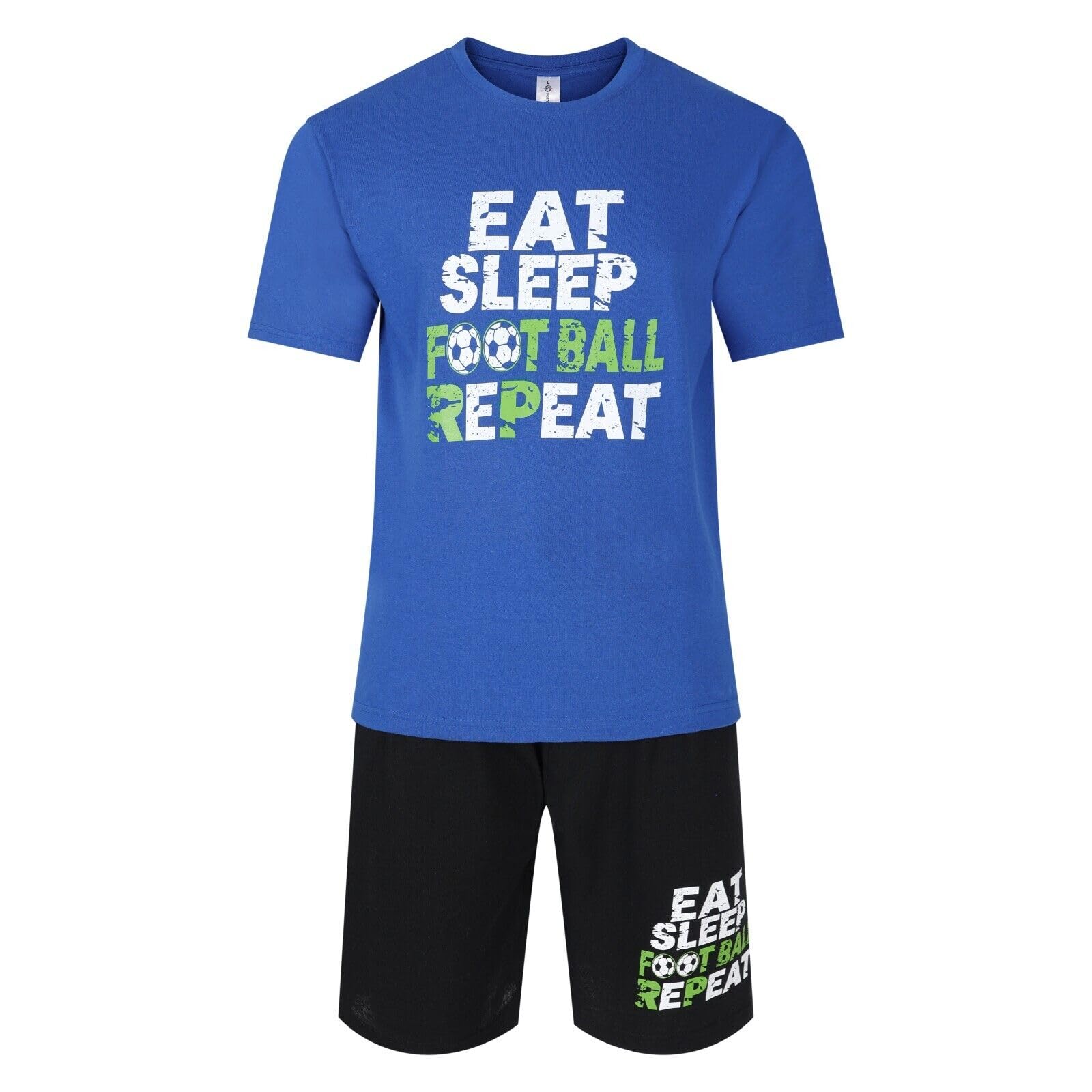 North East Men's Mnv 9 - Football Repeat Ryl/Blk Short Pyjamas Football Pj Sets Footy Night Sleep Lounge Wear L Xl Xxl New (Mnv 9-2Xl)