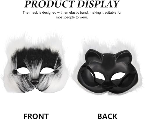 Miniatura 7 de Amosfun Máscara de zorro de Halloween, máscara de gato peludo, disfraces de cosplay, accesorios de fiesta de Halloween, suministro de 7.48 x 7.48 x