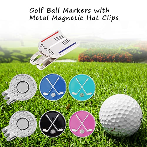 IBEQUEM 5Pcs Golf Ball Markers with 2Pcs Hat Clip Value Gift Set, Magnetic Golf Funny Accessories Ballmarker Fit Golf Divot Tools Hat - Image 4