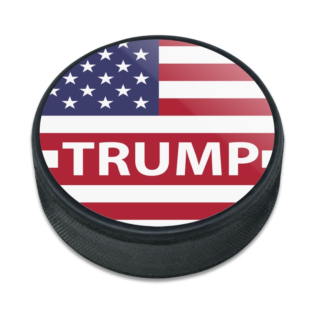 GRAPHICS & MORE President Trump American Flag Ice Hockey Puck