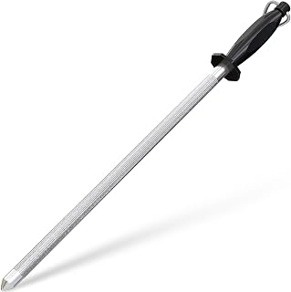 Utopia Kitchen 12 Inch Knife Honing Rod - Professional Carbon Steel Sharpening Rod with Non-Slip Grip & Hanging Hook